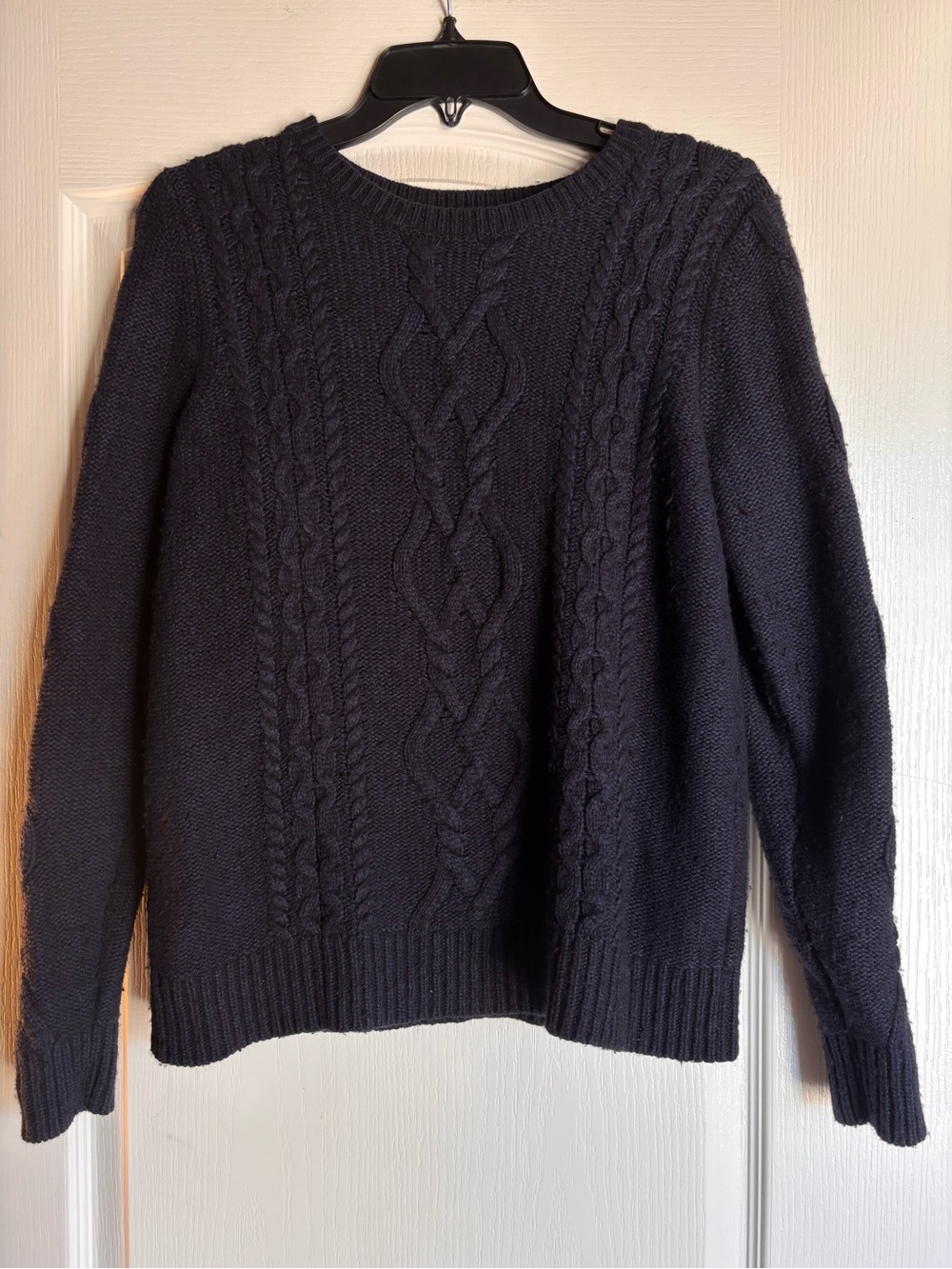 JCPENNEY cable knit Sweater dark blue cotton cozy women’s large wool blend